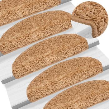 Treppenmatten 15 Stk. Beige 65x21x4 cm