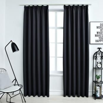 Verdunkelungsvorhänge mit Haken 2 Stk. Schwarz 140x245cm