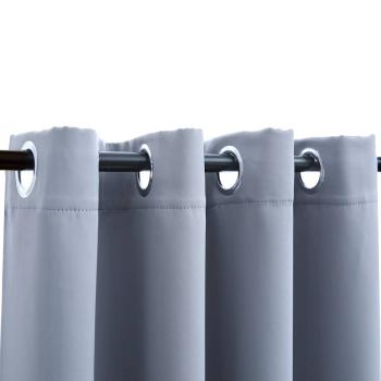 Verdunkelungsvorhänge mit Metallösen 2 Stk. Grau 140x225cm