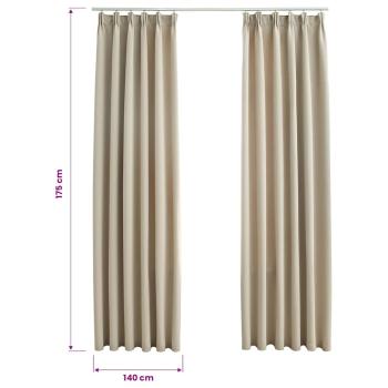Verdunkelungsvorhänge mit Haken 2 Stk. Beige 140x175cm