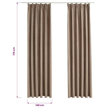 Verdunkelungsvorhänge mit Haken 2 Stk. Taupe 140x175 cm
