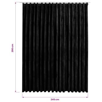 Verdunkelungsvorhang mit Haken Samt Schwarz 290 x 245 cm