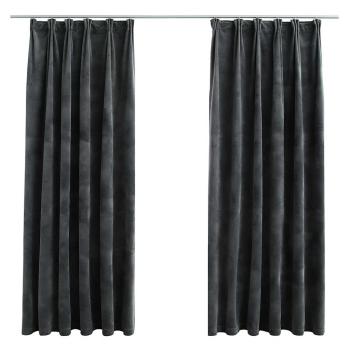 Verdunkelungsvorhänge mit Haken 2 Stk. Samt Anthrazit 140x175cm