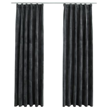Verdunkelungsvorhänge mit Haken 2 Stk. Samt Anthrazit 140x225cm