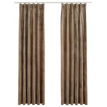 Verdunkelungsvorhänge mit Haken 2 Stk. Samt Beige 140x245 cm