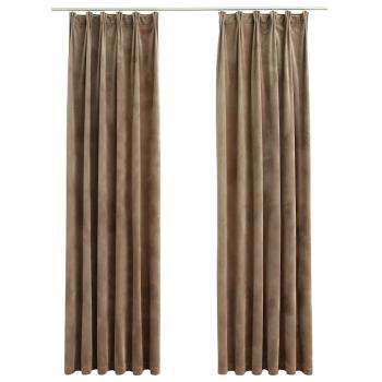 Verdunkelungsvorhänge mit Haken 2 Stk. Samt Beige 140x245 cm