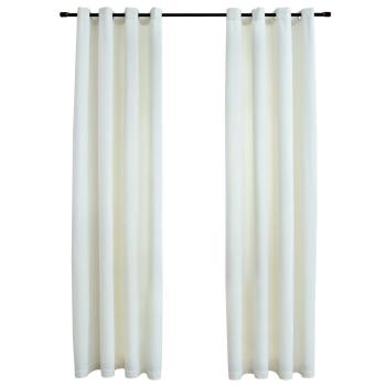 Verdunkelungsvorhänge mit Ösen 2 Stk. Samt Creme 140x175 cm