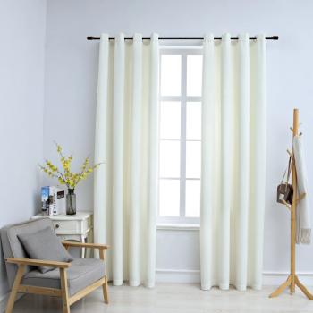 ARDEBO.de - Verdunkelungsvorhänge mit Ösen 2 Stk. Samt Creme 140x245 cm