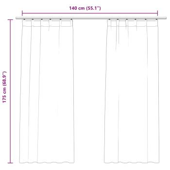 Verdunkelungsvorhänge mit Haken 2 Stk. Samt Creme 140x175cm
