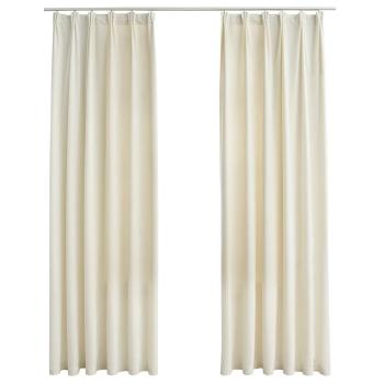 Verdunkelungsvorhänge mit Haken 2 Stk. Samt Creme 140x225cm
