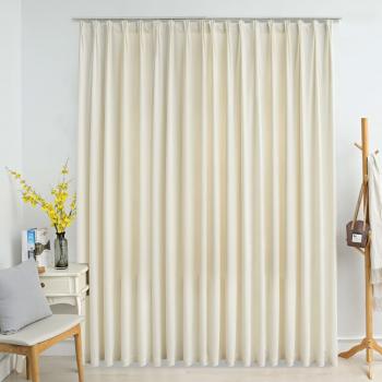 ARDEBO.de - Verdunkelungsvorhang mit Haken Samt Creme 290 x 245 cm