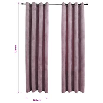 Verdunkelungsvorhänge mit Ösen 2 Stk. Samt Antik-Rosa 140x175cm