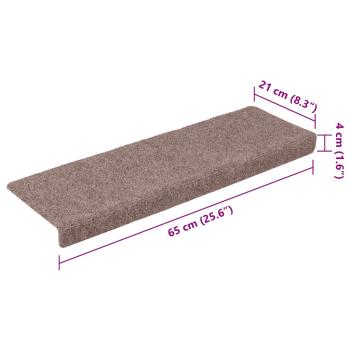 Treppenmatten 15 Stk. Nadelvlies 65x21x4 cm Braun