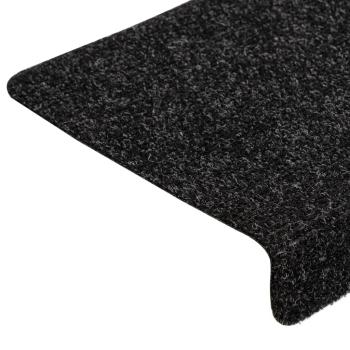Treppenmatten 15 Stk. Nadelvlies 65x21x4 cm Schwarz