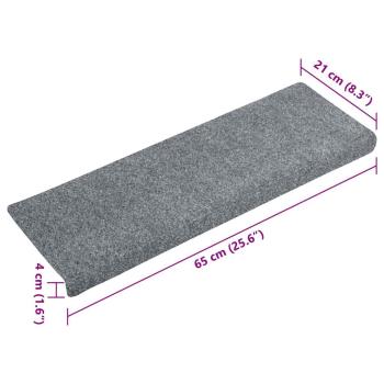 Treppenmatten 15 Stk. Nadelvlies 65x21x4 cm Hellgrau