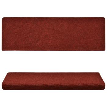 Stufenmatten Selbstklebend 15 Stk. 65x21x4 cm Bordeauxrot Rechteckiger Rand