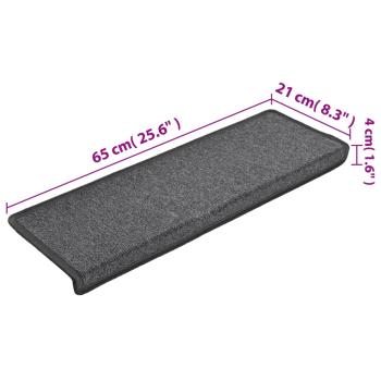 Teppich-Treppenstufen 15 Stk. 65x21x4 cm Dunkelgrau