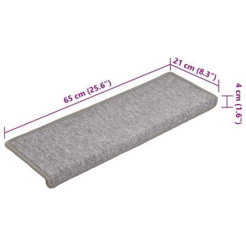 Teppich-Treppenstufen 15 Stk. 65x21x4 cm Hellgrau