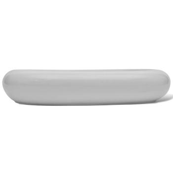 Keramik Waschtisch Waschbecken Oval Weiß 63 x 42 cm
