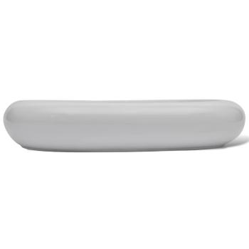 Keramik Waschtisch Waschbecken Oval Weiß 63 x 42 cm
