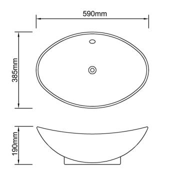 Keramik Waschbecken Keramikspülen Überlauf Oval 59 x 38,5 cm