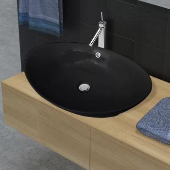 ARDEBO.de - Luxuriöses Keramik Waschbecken Oval Schwarz