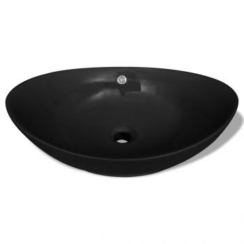 Luxuriöses Keramik Waschbecken Oval Schwarz