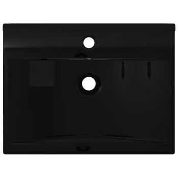 Luxus-Waschbecken Keramik Rechteckig Schwarz mit Hahnloch 60x46 cm