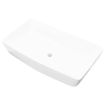 Keramik Waschtisch Waschbecken Rechteckig Weiß 71 x 39 cm