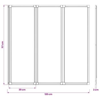Duschwand 117x120 cm 3-teilig Faltbar