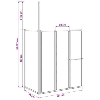 Duschwand L-Form 70x120x137 cm 4-teilig Faltbar 
