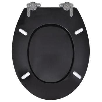 Toilettensitz MDF Deckel mit Absenkautomatik Design Schwarz