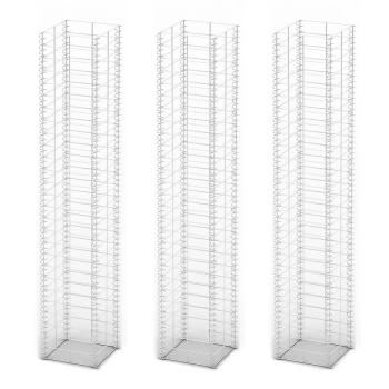 Gabionen-Set 3-tlg. Verzinkter Draht 25×25×150 cm 