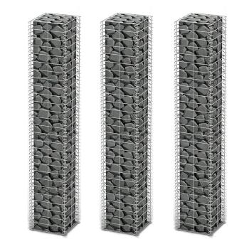 Gabionen-Set 3-tlg. Verzinkter Draht 25×25×150 cm 