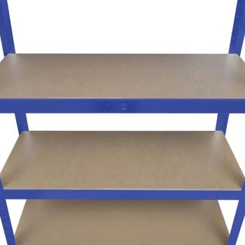 Lagerregal mit 5 Böden Blau Stahl & Holzwerkstoff