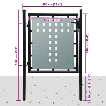 Zauntor (Einzeltor) Schwarz 100x150 cm 