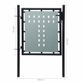 Zauntor (Einzeltor) Schwarz 100x150 cm 