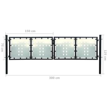 Zauntor (Einzeltor) Schwarz 300x125 cm