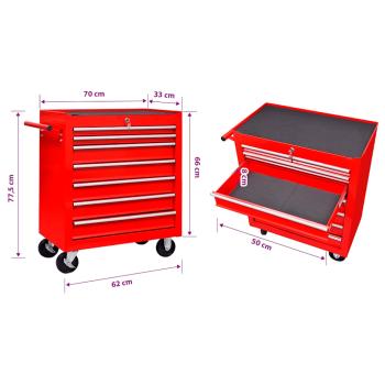 Roter Werkstattwagen 7 Schubladen