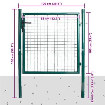 Einzeltür-Gartentor 100x100 cm pulverbeschichteter Stahl