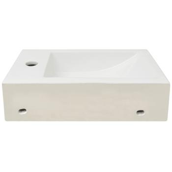 Waschbecken Rechteckig mit Hahnloch Keramik Weiß 46x25,5x12 cm