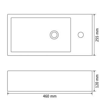 Waschbecken Rechteckig mit Hahnloch Keramik Weiß 46x25,5x12 cm