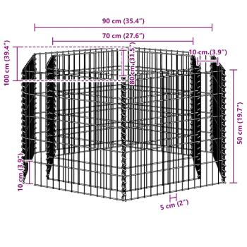 Sechseckiges Gabionen-Hochbeet 100×90×50 cm