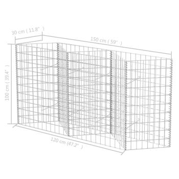 Gabionenkorb Pflanzkasten Gemüse-Hochbeet Stahl 120×30×100 cm