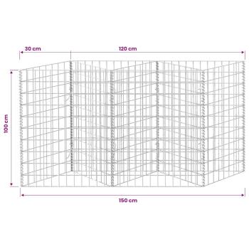 Gabionenkorb Pflanzkasten Gemüse-Hochbeet Stahl 120×30×100 cm