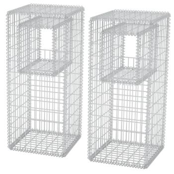 Gabionenkorb Pfosten/Pflanzkasten 2 Stk. Stahl 50×50×120 cm