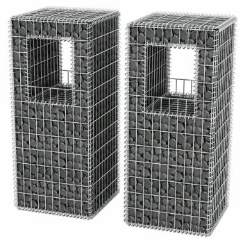 Gabionenkorb Pfosten/Pflanzkasten 2 Stk. Stahl 50×50×120 cm