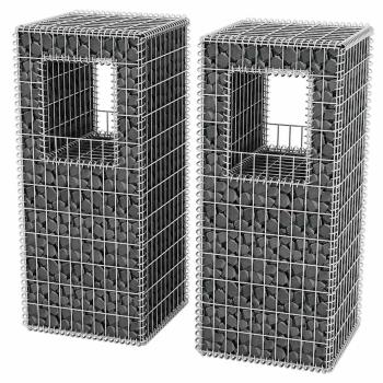 Gabionenkorb Pfosten/Pflanzkasten 2 Stk. Stahl 50×50×120 cm