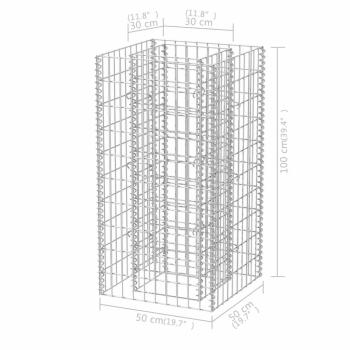 Gabionen-Hochbeet Stahl 50×50×100 cm