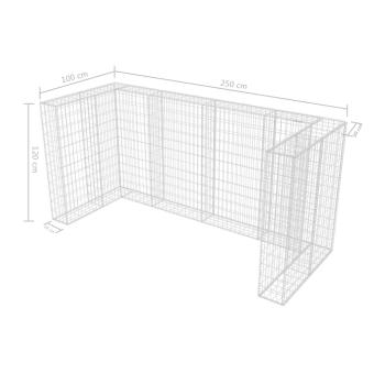 Gabionen-Mülltonnenverkleidung für 3 Tonnen Stahl 250x100x120cm 